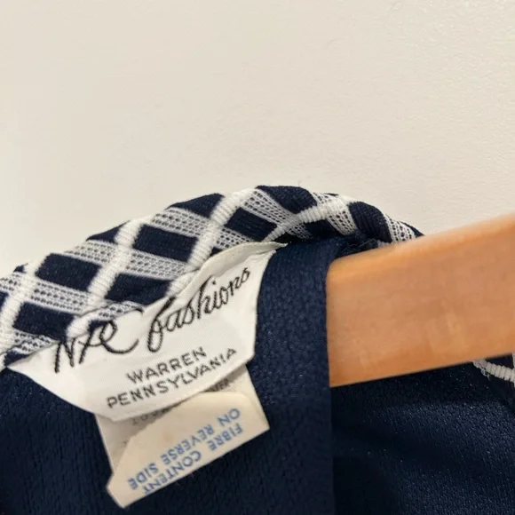 Vintage navy and white checked dress - polyester size 2 in modern sizing - Picture 5 of 9